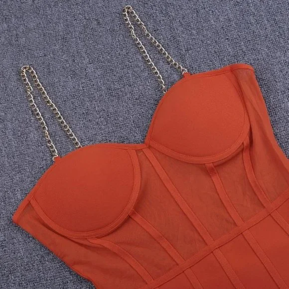 Strappy Gold Chain Bandage Dress - Picture 3 of 7